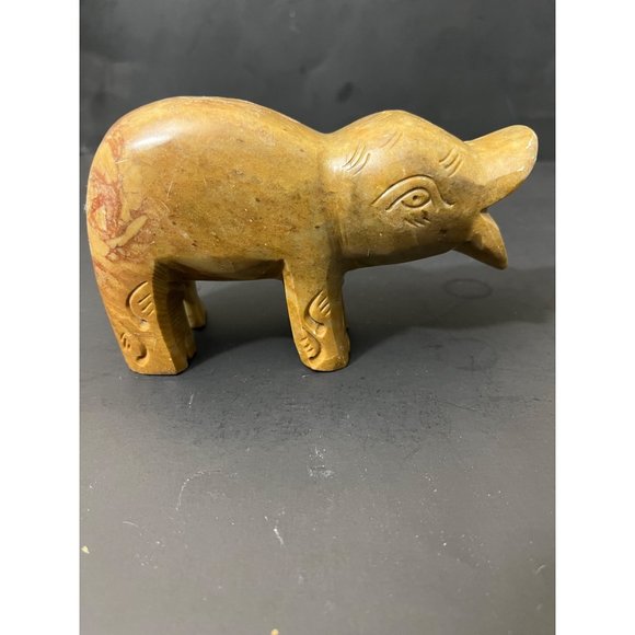 Antique Hand Carved Baby Hippo Sculpture Soapstone Mid Century - Picture 11 of 12